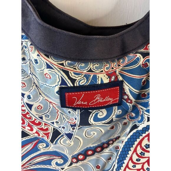 Vera Bradley shoulder bag red blue 14x15 retired Anchor Tote - Picture 5 of 10